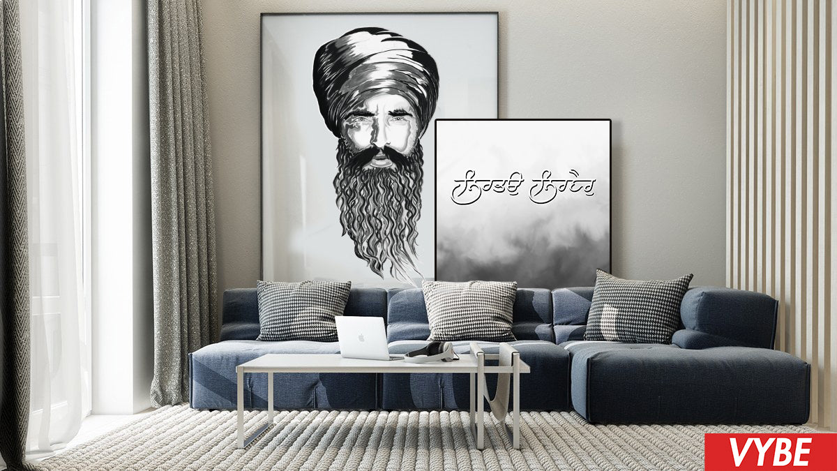 Sant Jarnail Singh Bhindranwale - B&W - Canvas Art Painting Print