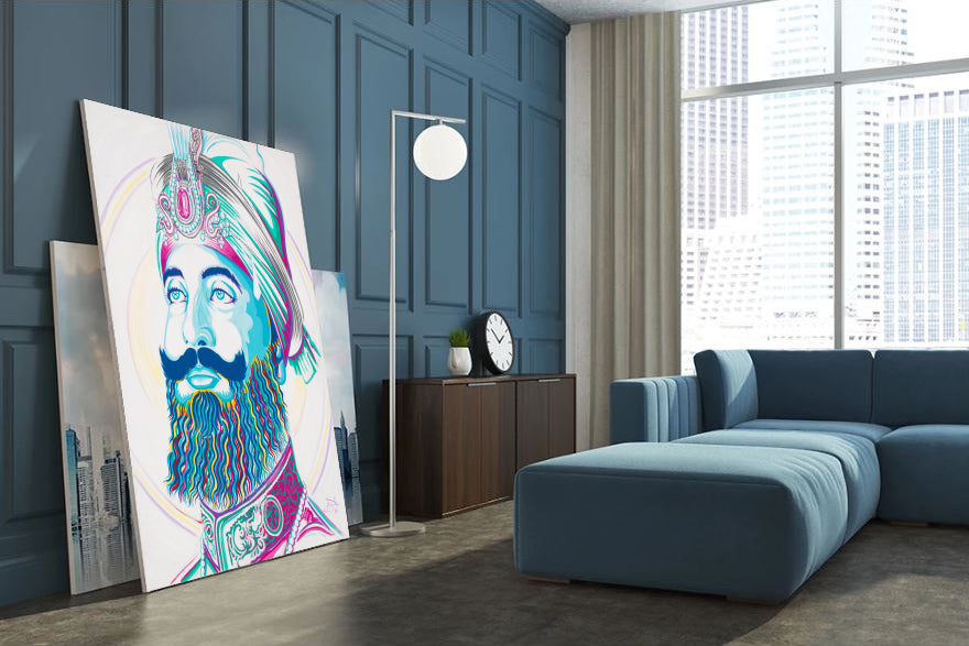 Sri Guru Gobind Singh Sahib Ji - Colourful Canvas Art Painting Print