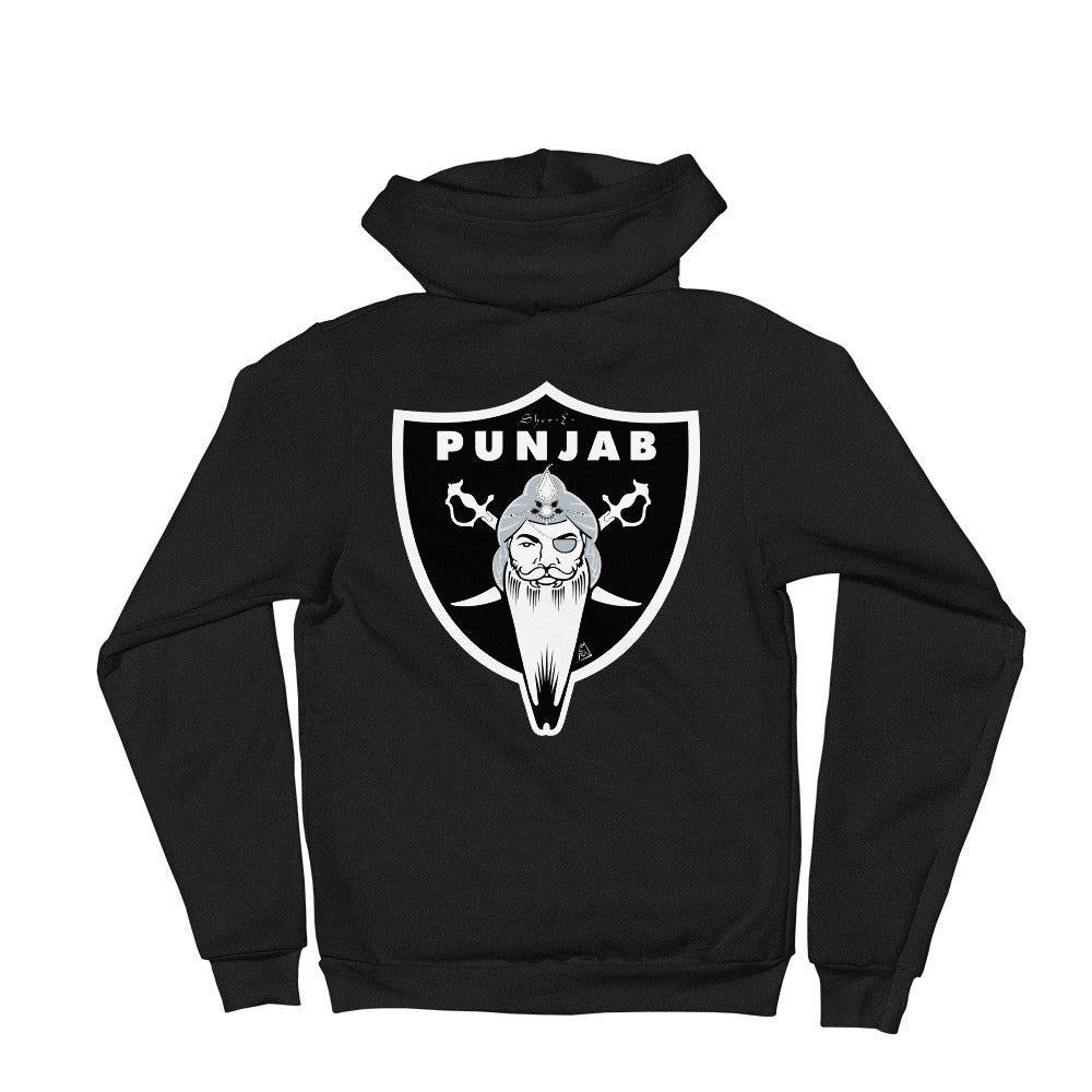 Punjab - Black Zip Up Hoodie