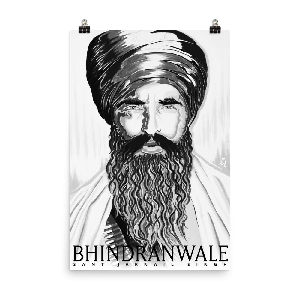 POSTER - SANT JARNAIL SINGH BHINDRANWALE - B&W