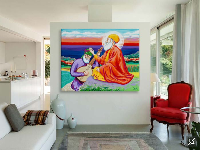 Sri Guru Nanak Dev Ji & Bhai Mardana Ji Canvas Art Painting Print