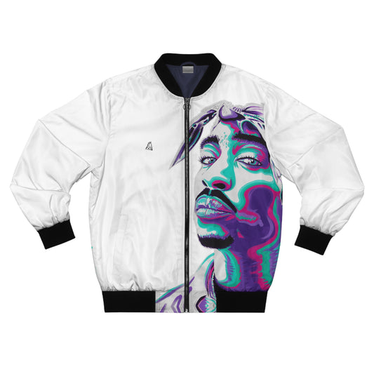 Tupac Shakur by Amraj Singh - White Bomber Jacket
